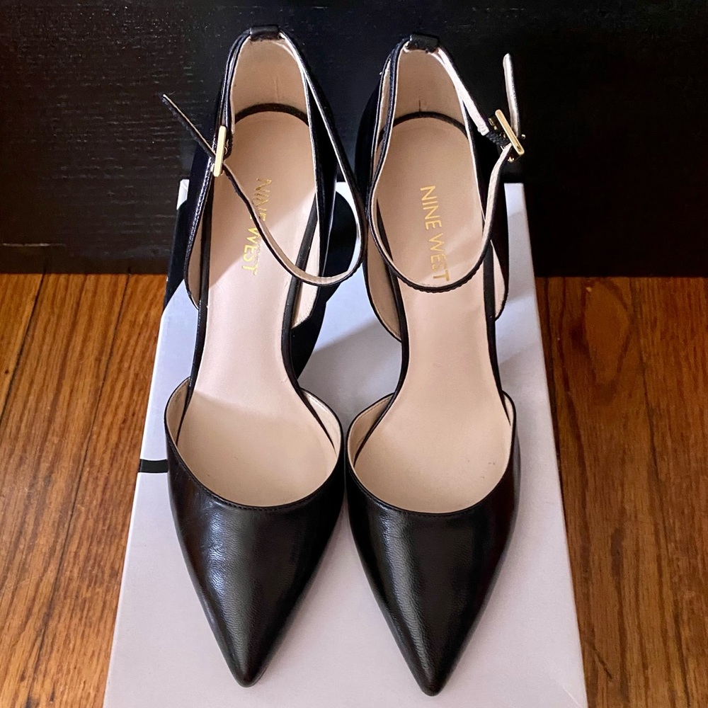 Nine West Camelle Black Leather Heels